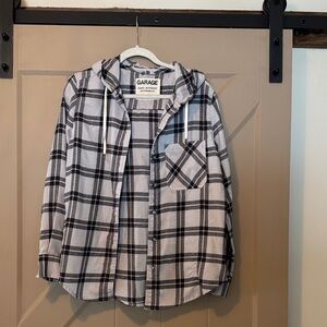 Garage Black and White Plaid Button Down Shirt